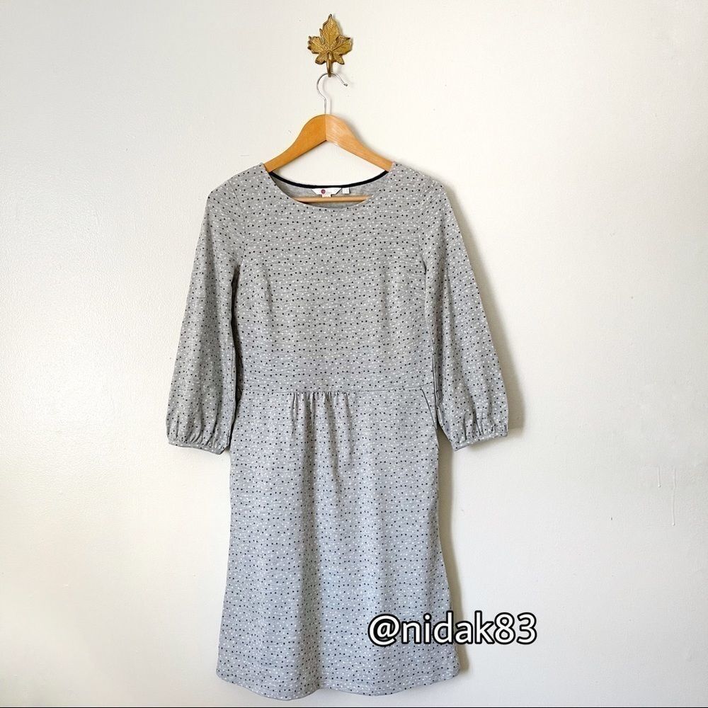 Boden Gray Star Print pullover Mini Dress Cotton Size 4R